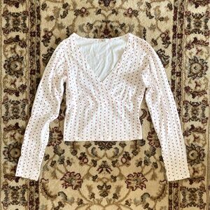 Brandy Melville Heart Amara Long Sleeve Top Rare